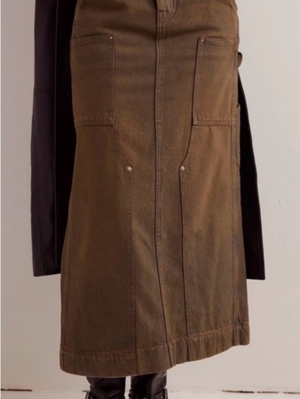 NWT- We The Free- Harmonica Coated Denim Maxi Skirt - Brown Dye -Sz 30 - Picture 2 of 9